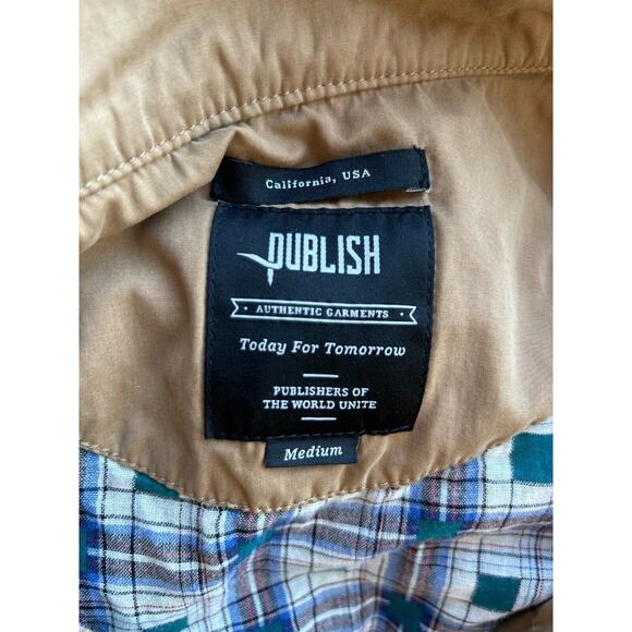 Publish Brand Casual Bomber Jacket Tan  Men's Sz. Medium Stand Up Collar - Picture 2 of 7